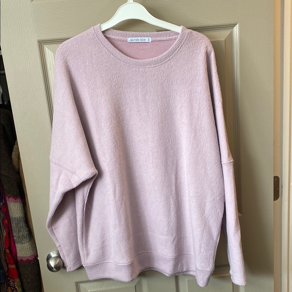 Michelle Mae Pink Crew Neck Sweater Relaxed Fit